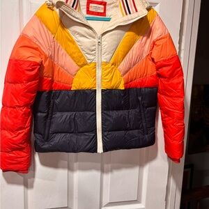 Marine Layer Vibrant Red and Orange Puffer Coat